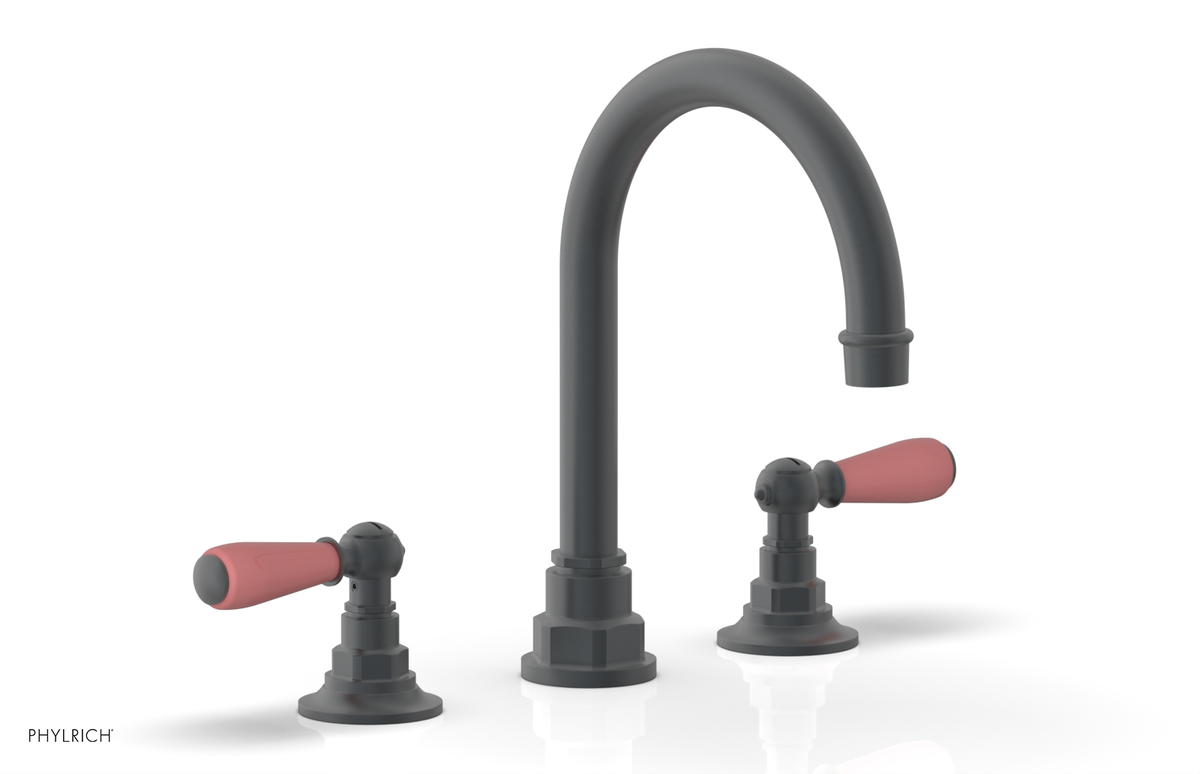 JAMESTOWN Widespread Faucet - High Spout - Lever Handle with "Pink" Accents 165-04