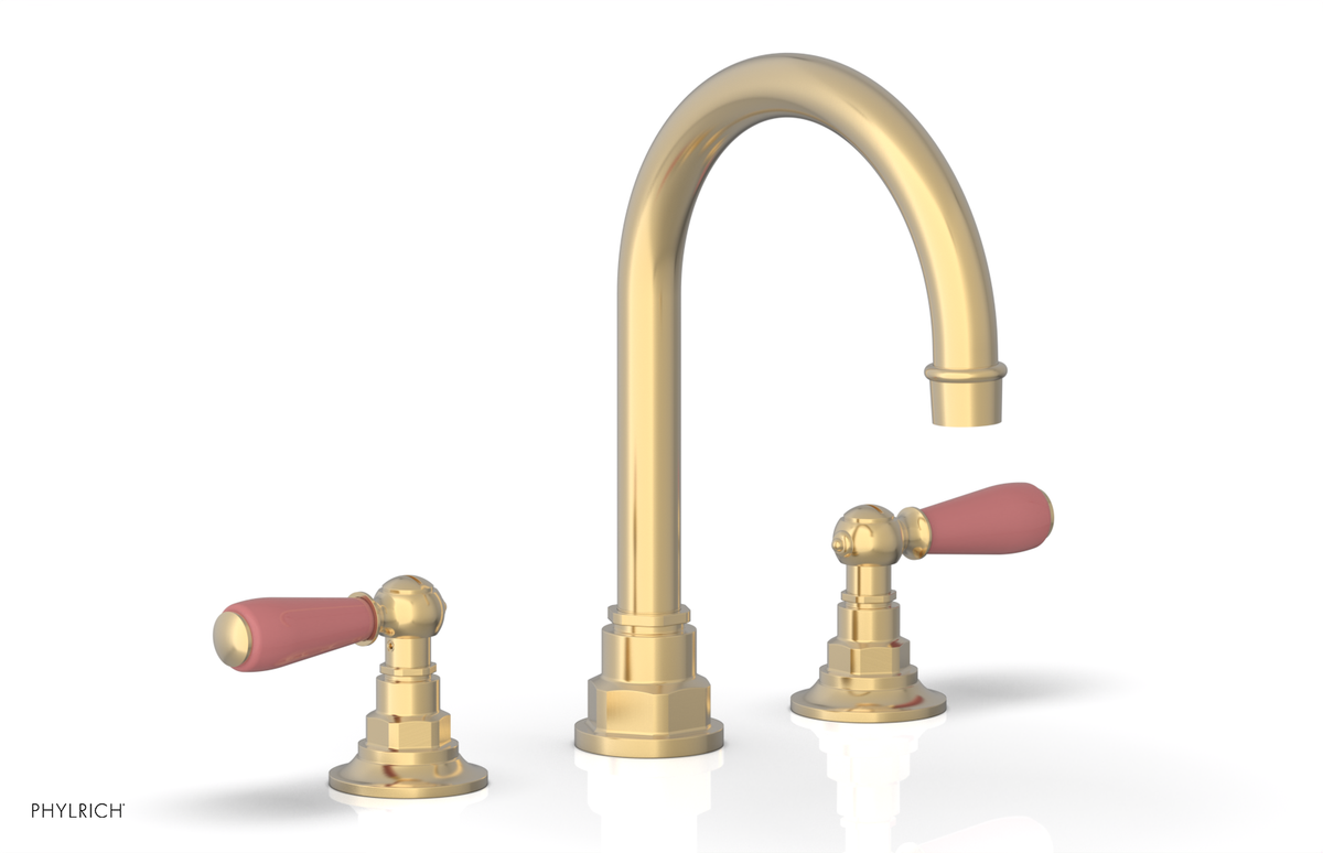 JAMESTOWN Widespread Faucet - High Spout - Lever Handle with "Pink" Accents 165-04