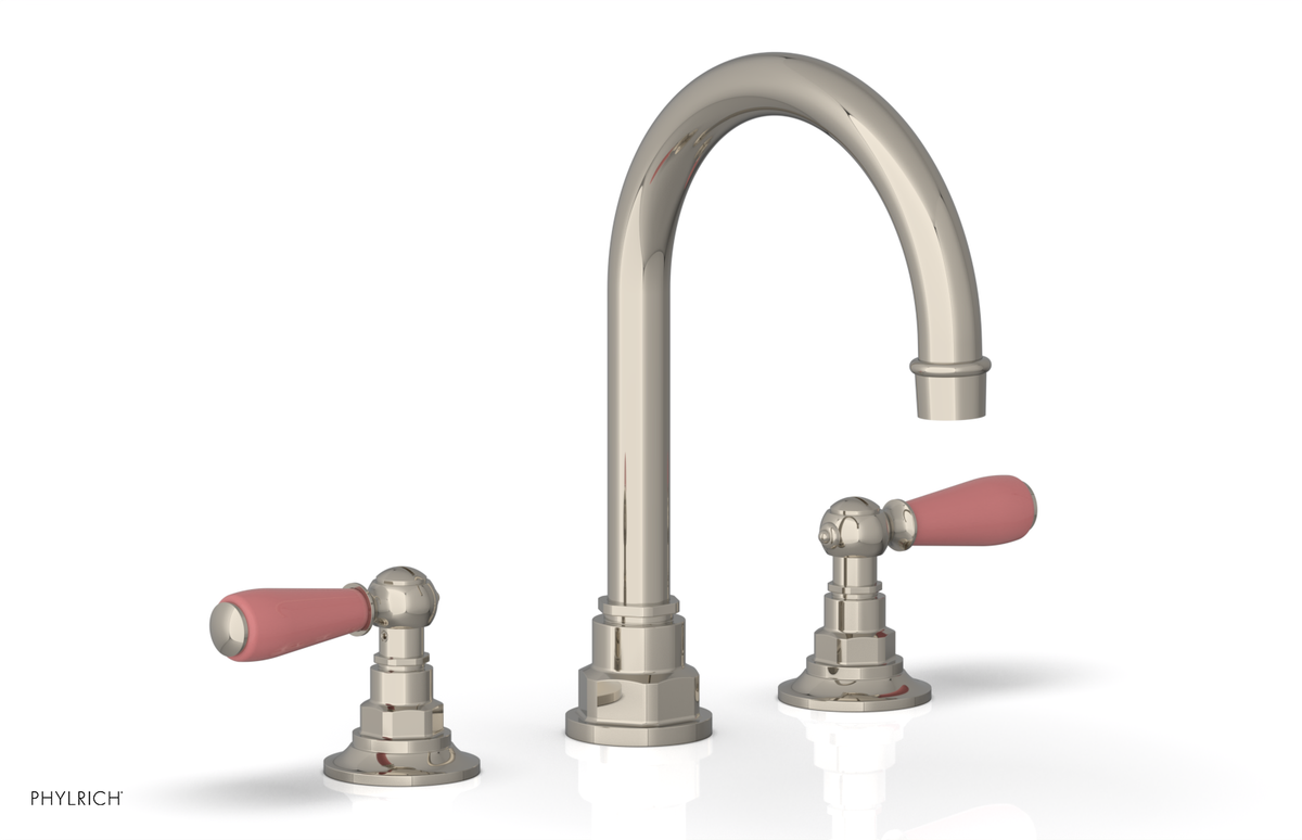 JAMESTOWN Widespread Faucet - High Spout - Lever Handle with "Pink" Accents 165-04