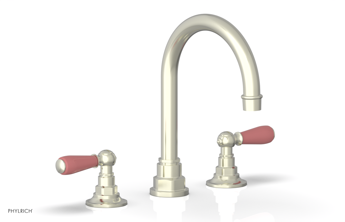 JAMESTOWN Widespread Faucet - High Spout - Lever Handle with "Pink" Accents 165-04