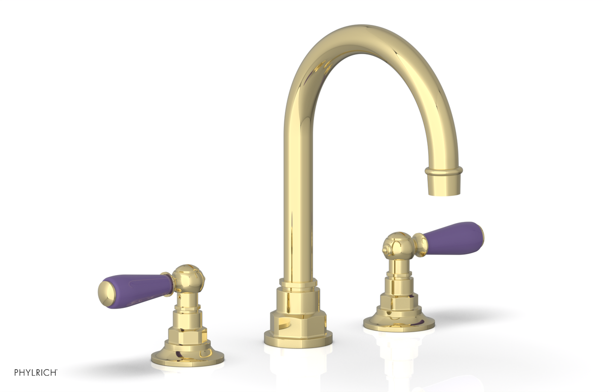 JAMESTOWN Widespread Faucet - High Spout - Lever Handle with "Purple" Accents 165-04