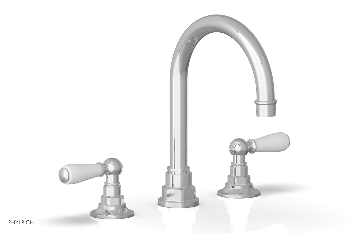 JAMESTOWN Widespread Faucet - High Spout - Lever Handle with "White" Accents 165-04