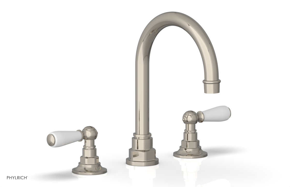 JAMESTOWN Widespread Faucet - High Spout - Lever Handle with "White" Accents 165-04