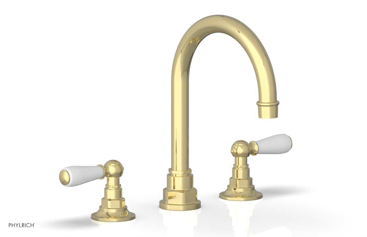 JAMESTOWN Widespread Faucet - High Spout - Lever Handle with "White" Accents 165-04