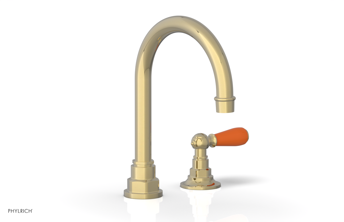 JAMESTOWN Single Handle Faucet - High Spout - Lever Handle with "Orange" Accents 165-06