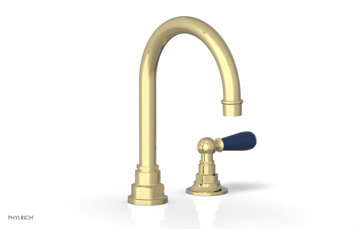 JAMESTOWN Single Handle Faucet - High Spout - Lever Handle with "Navy Blue" Accents 165-06