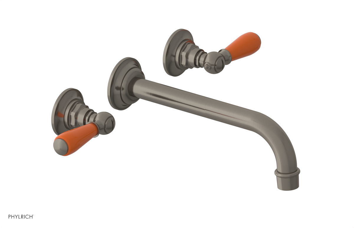 JAMESTOWN Wall Lavatory Set - 10" Spout - Lever Handle with "Orange" Accents 165-12-10