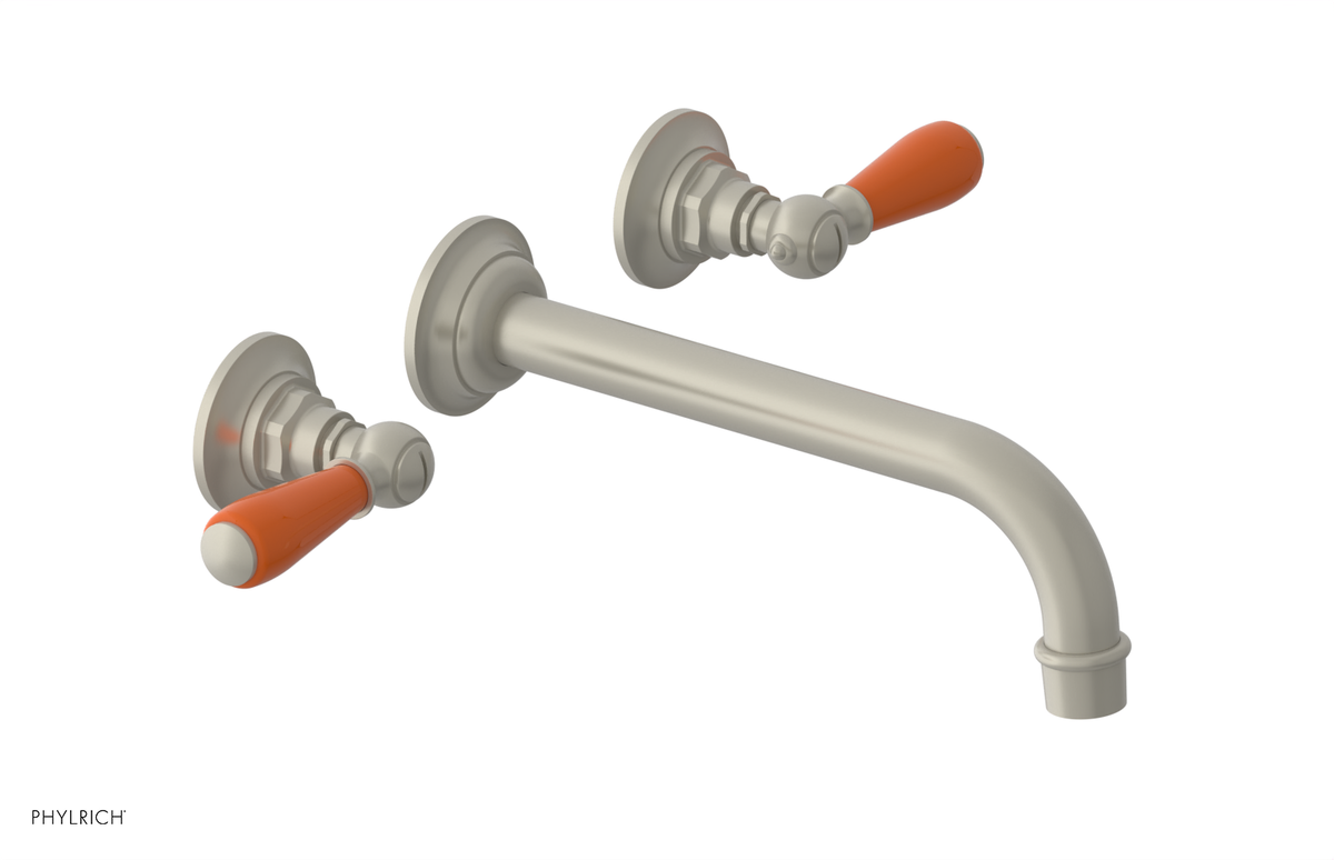 JAMESTOWN Wall Lavatory Set - 10" Spout - Lever Handle with "Orange" Accents 165-12-10