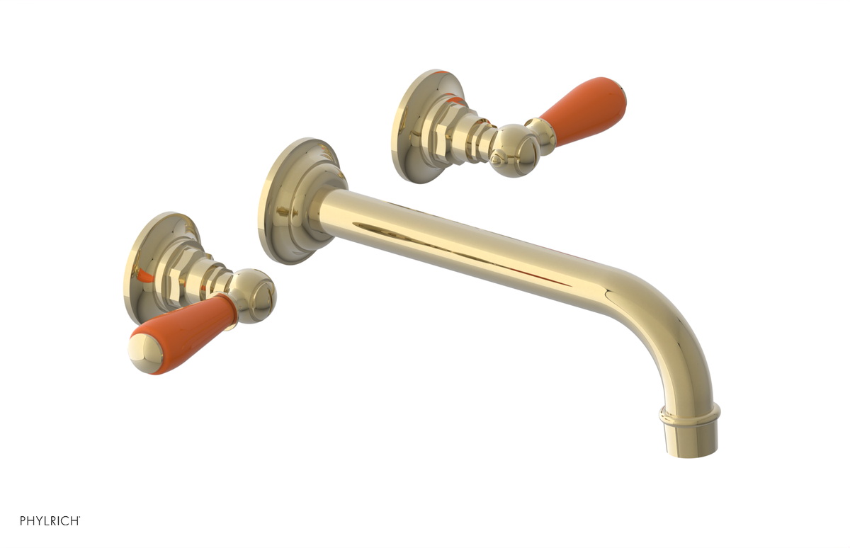 JAMESTOWN Wall Lavatory Set - 10" Spout - Lever Handle with "Orange" Accents 165-12-10