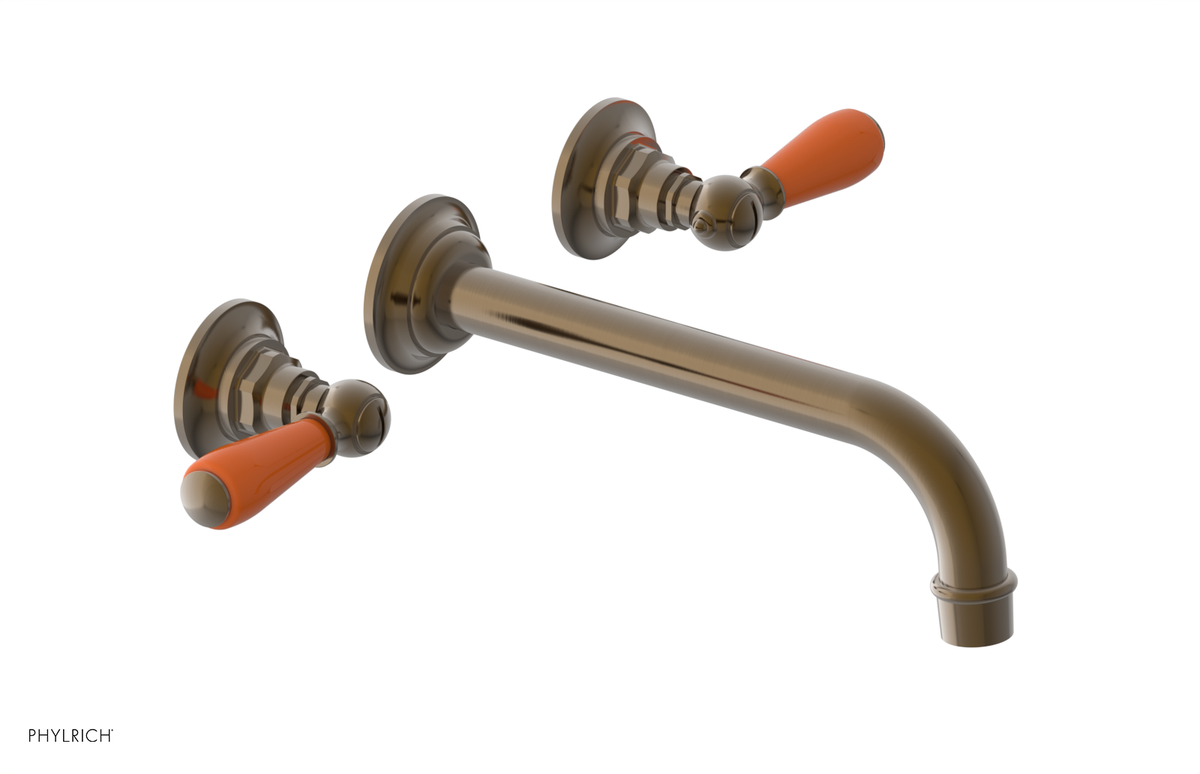 JAMESTOWN Wall Lavatory Set - 10" Spout - Lever Handle with "Orange" Accents 165-12-10