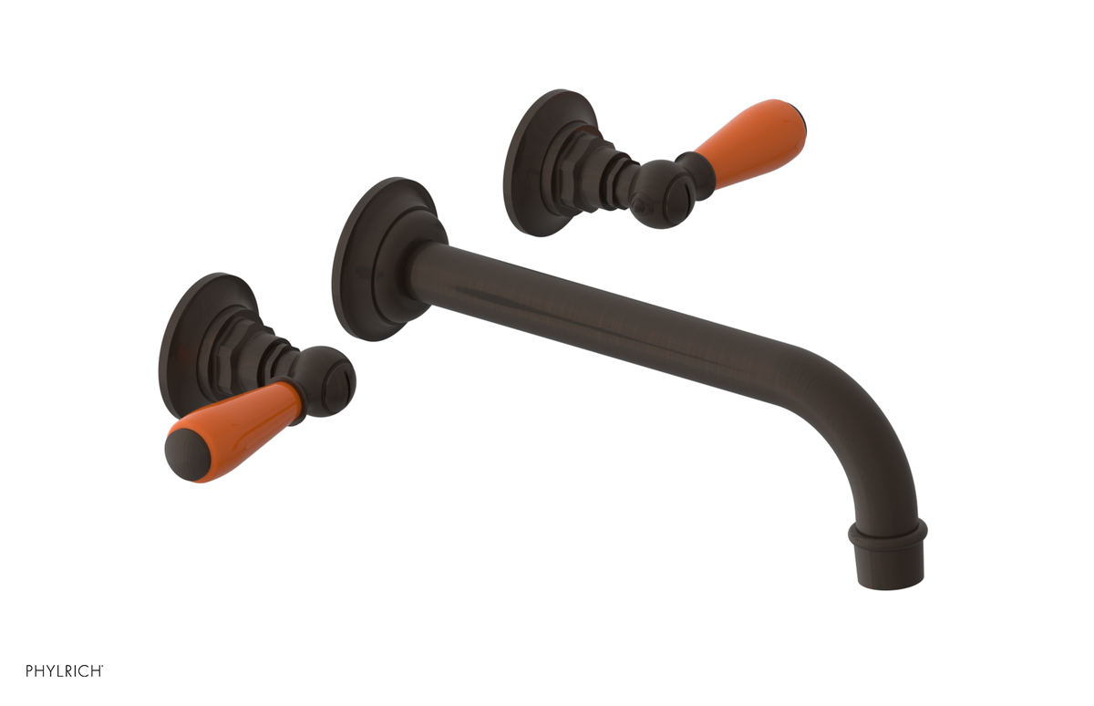 JAMESTOWN Wall Lavatory Set - 10" Spout - Lever Handle with "Orange" Accents 165-12-10