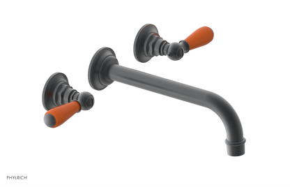 JAMESTOWN Wall Lavatory Set - 10" Spout - Lever Handle with "Orange" Accents 165-12-10