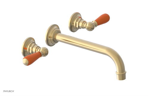 JAMESTOWN Wall Lavatory Set - 10" Spout - Lever Handle with "Orange" Accents 165-12-10