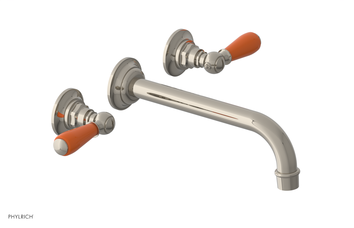 JAMESTOWN Wall Lavatory Set - 10" Spout - Lever Handle with "Orange" Accents 165-12-10