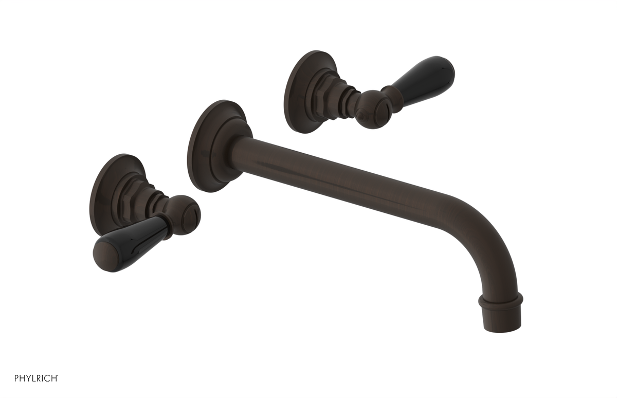 JAMESTOWN Wall Lavatory Set - 10" Spout - Lever Handle with "Black" Accents 165-12-10