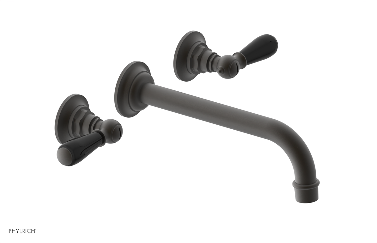 JAMESTOWN Wall Lavatory Set - 10" Spout - Lever Handle with "Black" Accents 165-12-10