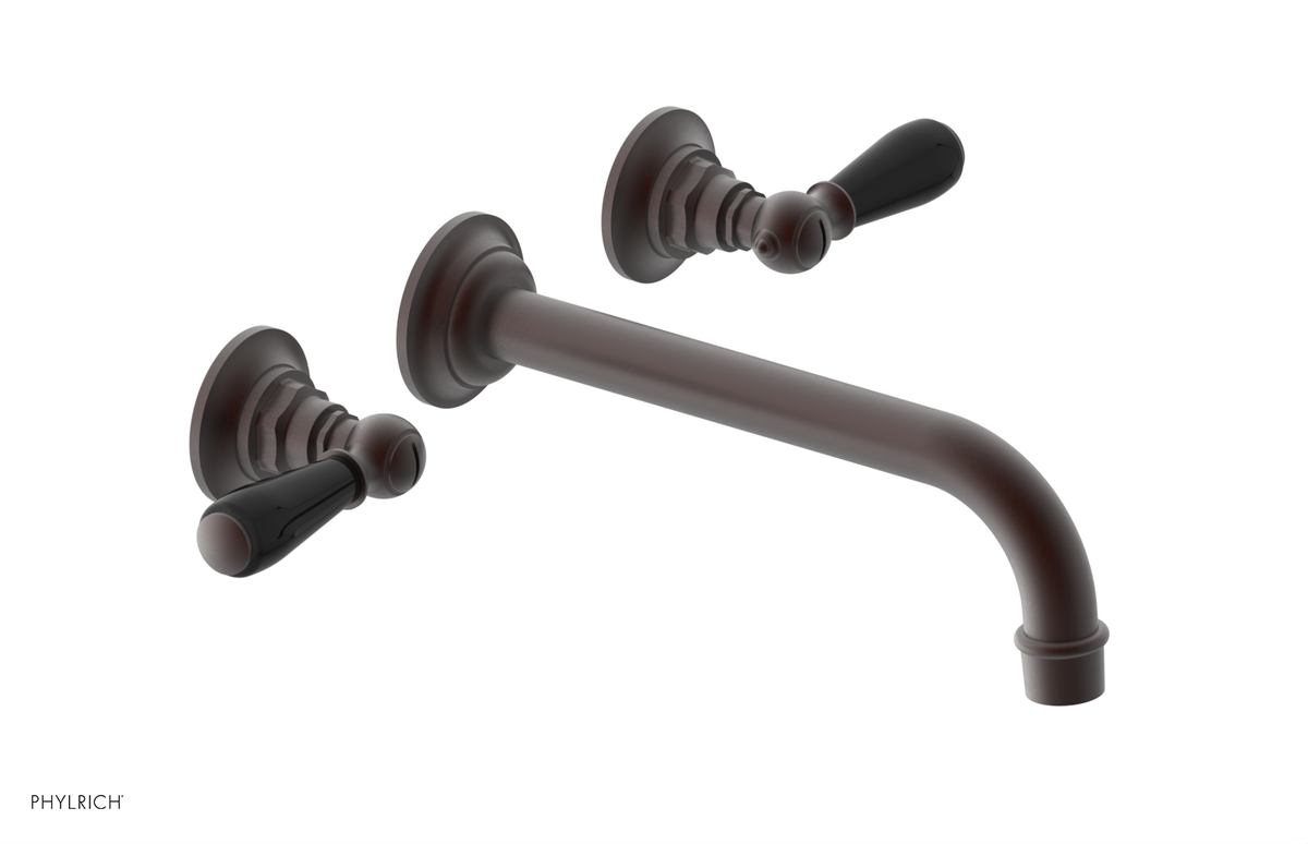 JAMESTOWN Wall Lavatory Set - 10" Spout - Lever Handle with "Black" Accents 165-12-10
