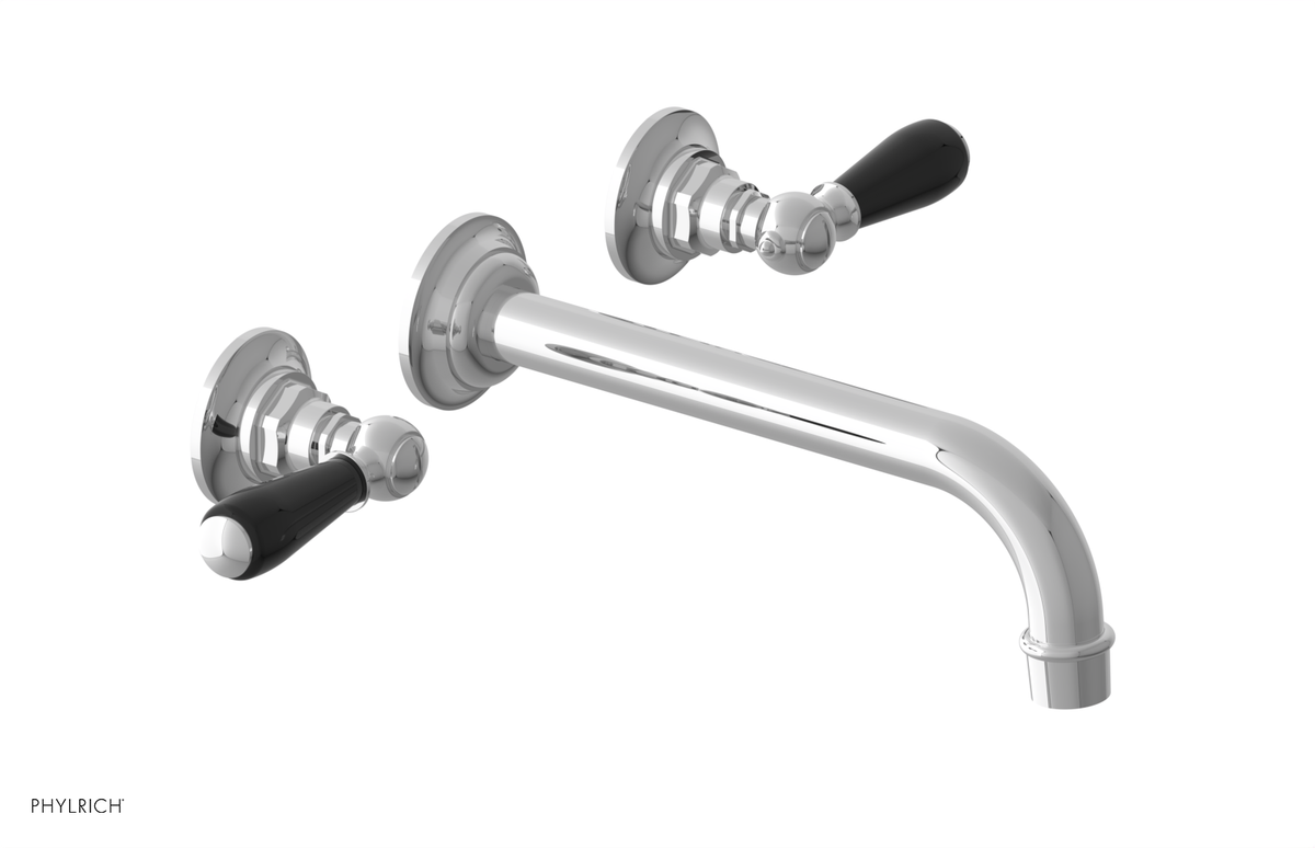 JAMESTOWN Wall Lavatory Set - 10" Spout - Lever Handle with "Black" Accents 165-12-10