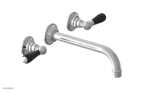 JAMESTOWN Wall Lavatory Set - 10" Spout - Lever Handle with "Black" Accents 165-12-10