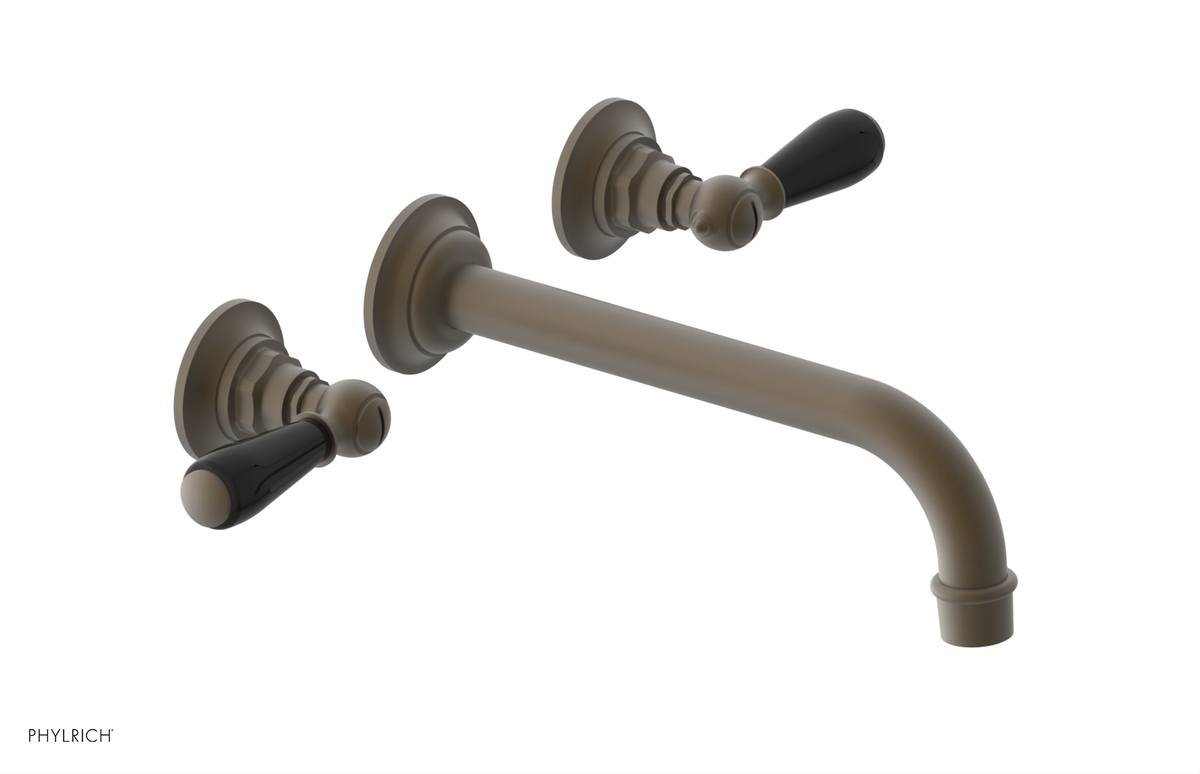 JAMESTOWN Wall Lavatory Set - 10" Spout - Lever Handle with "Black" Accents 165-12-10