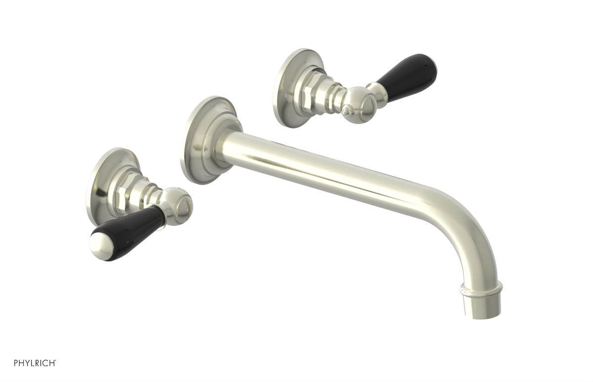 JAMESTOWN Wall Lavatory Set - 10" Spout - Lever Handle with "Black" Accents 165-12-10