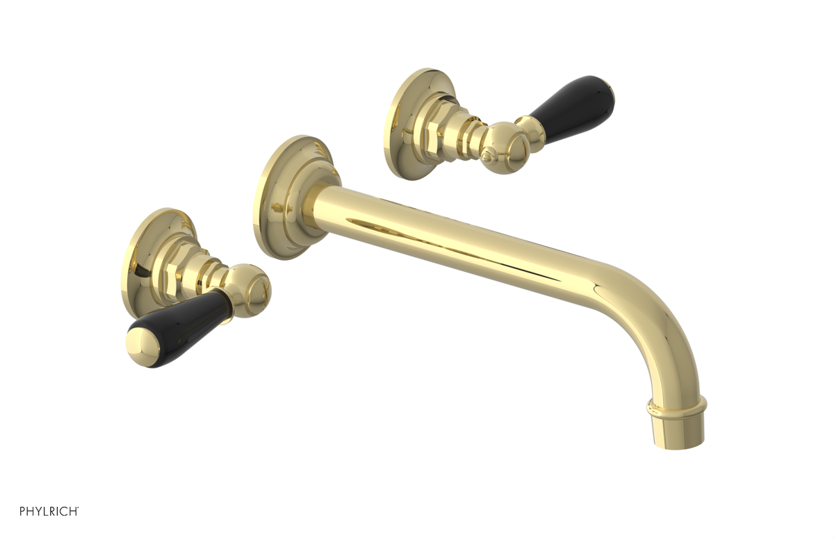 JAMESTOWN Wall Lavatory Set - 10" Spout - Lever Handle with "Black" Accents 165-12-10