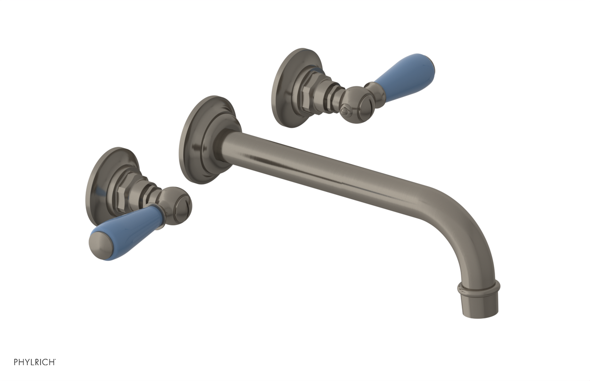 JAMESTOWN Wall Lavatory Set - 10" Spout - Lever Handle with "Light Blue" Accents 165-12-10