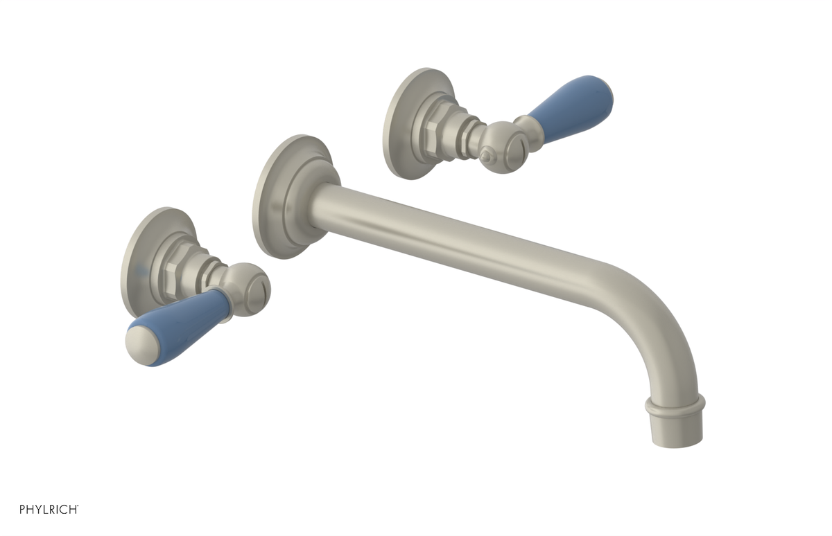 JAMESTOWN Wall Lavatory Set - 10" Spout - Lever Handle with "Light Blue" Accents 165-12-10