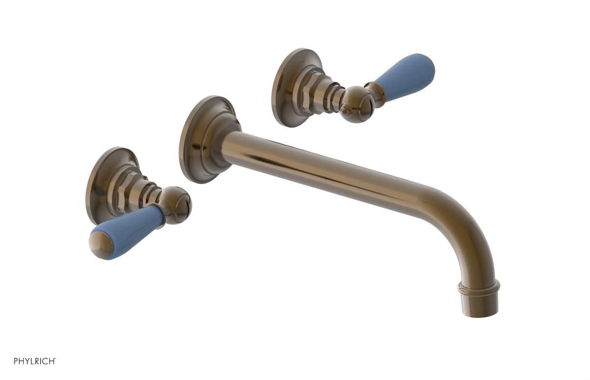 JAMESTOWN Wall Lavatory Set - 10" Spout - Lever Handle with "Light Blue" Accents 165-12-10