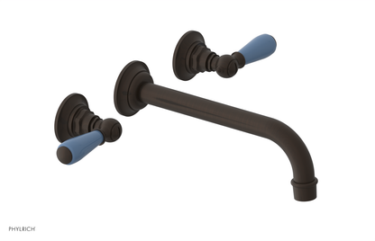 JAMESTOWN Wall Lavatory Set - 10" Spout - Lever Handle with "Light Blue" Accents 165-12-10