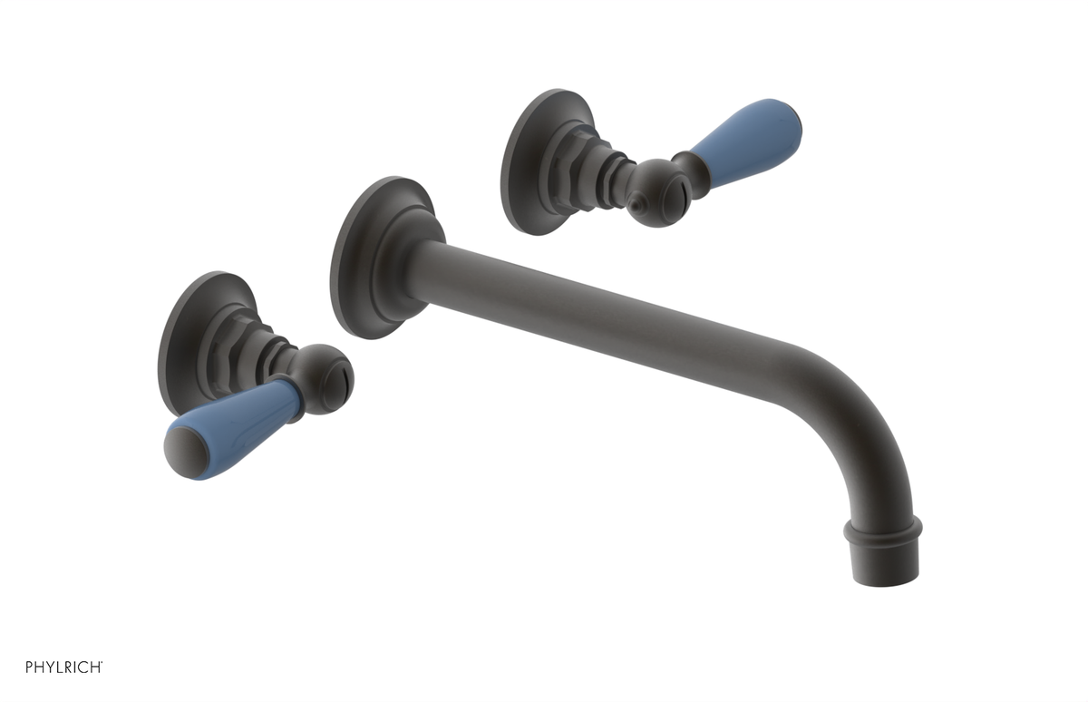 JAMESTOWN Wall Lavatory Set - 10" Spout - Lever Handle with "Light Blue" Accents 165-12-10