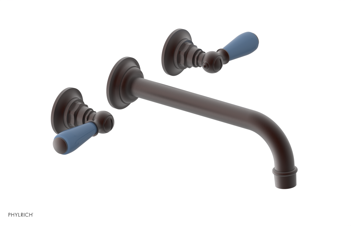 JAMESTOWN Wall Lavatory Set - 10" Spout - Lever Handle with "Light Blue" Accents 165-12-10