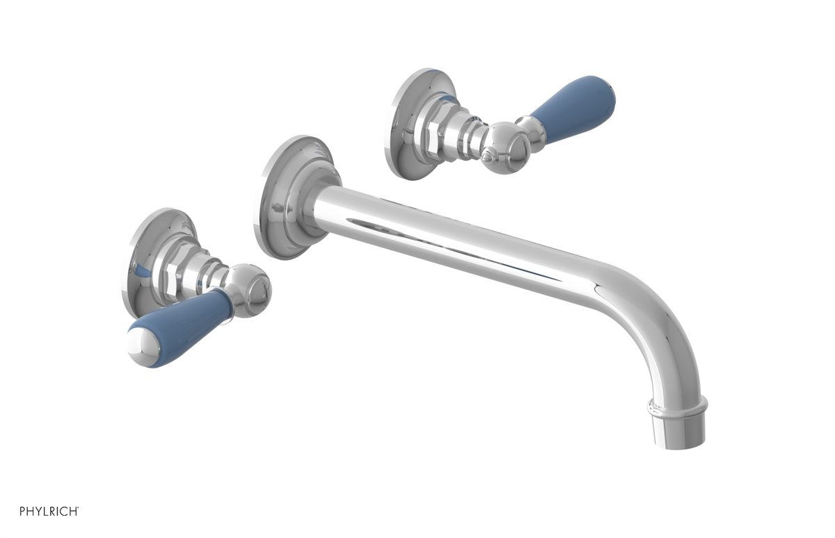 JAMESTOWN Wall Lavatory Set - 10" Spout - Lever Handle with "Light Blue" Accents 165-12-10