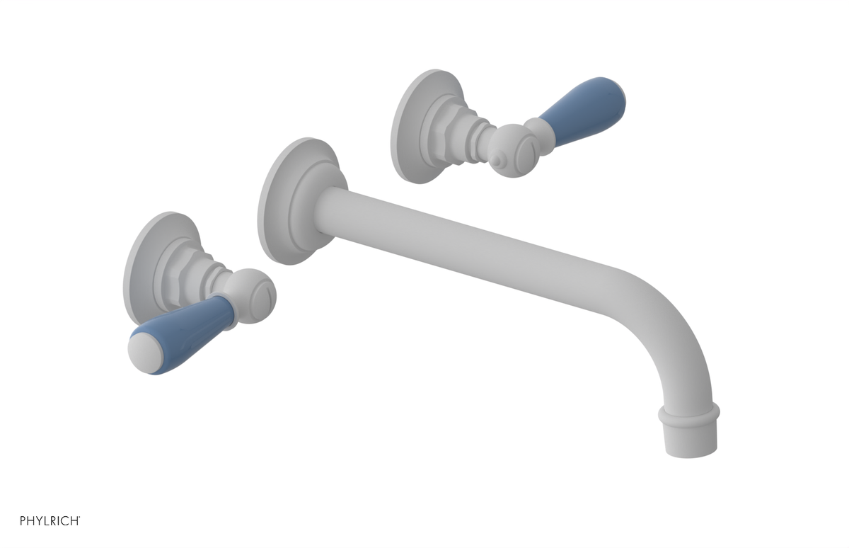 JAMESTOWN Wall Lavatory Set - 10" Spout - Lever Handle with "Light Blue" Accents 165-12-10