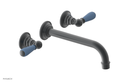 JAMESTOWN Wall Lavatory Set - 10" Spout - Lever Handle with "Light Blue" Accents 165-12-10