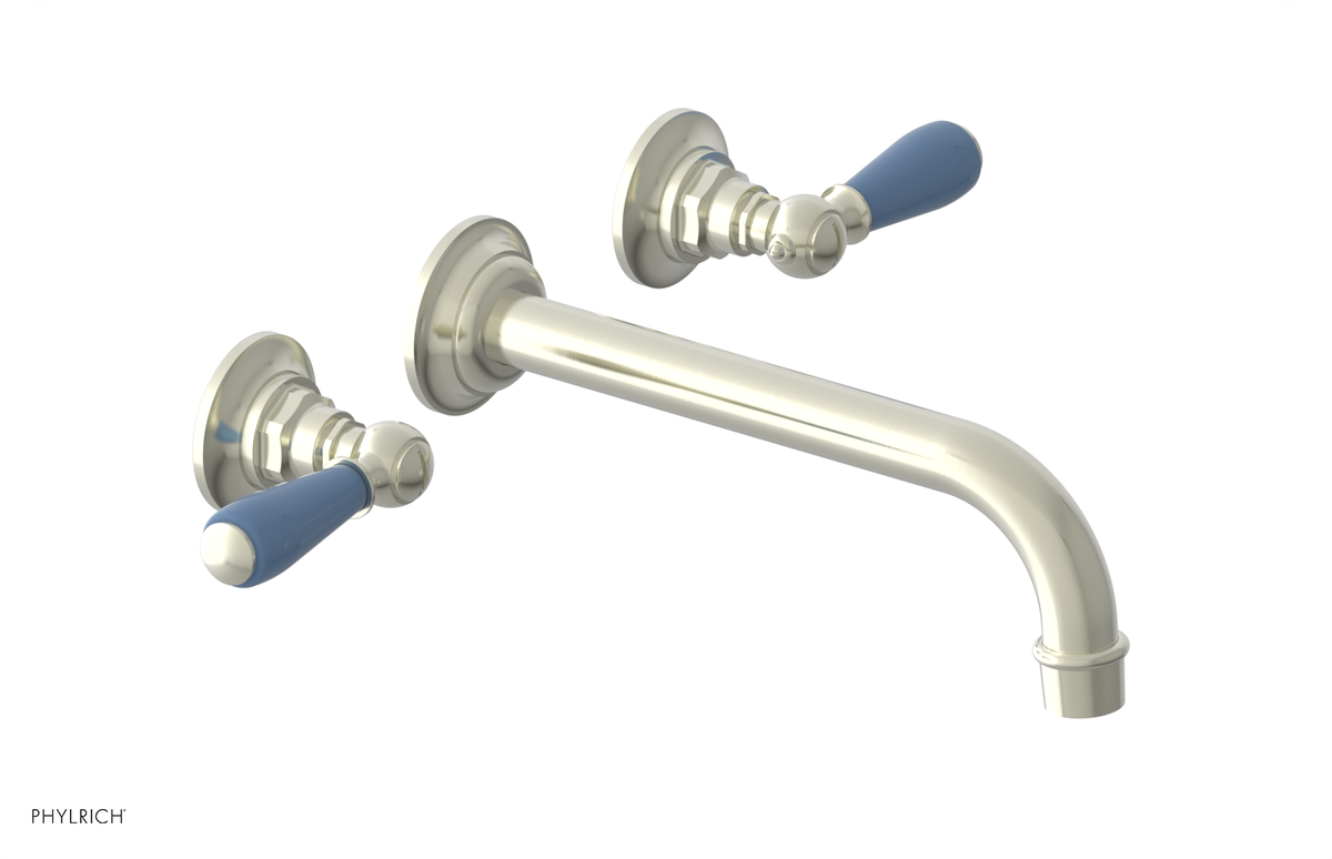 JAMESTOWN Wall Lavatory Set - 10" Spout - Lever Handle with "Light Blue" Accents 165-12-10