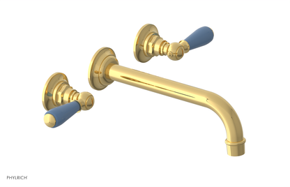JAMESTOWN Wall Lavatory Set - 10" Spout - Lever Handle with "Light Blue" Accents 165-12-10