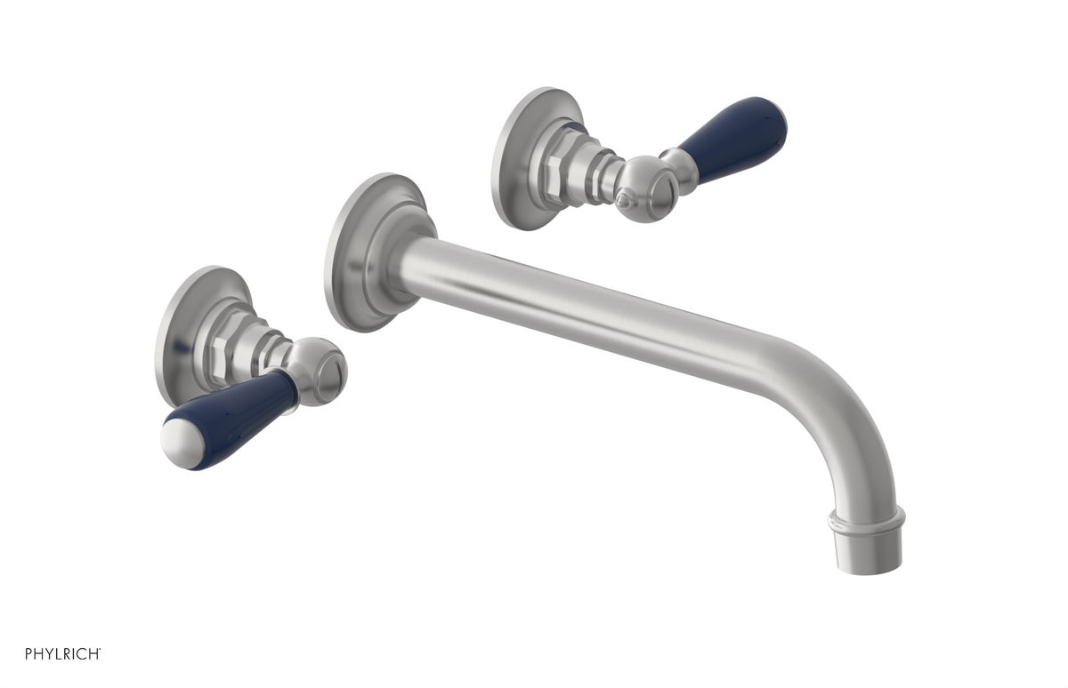 JAMESTOWN Wall Lavatory Set - 10" Spout - Lever Handle with "Navy Blue" Accents 165-12-10