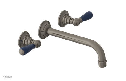 JAMESTOWN Wall Lavatory Set - 10" Spout - Lever Handle with "Navy Blue" Accents 165-12-10