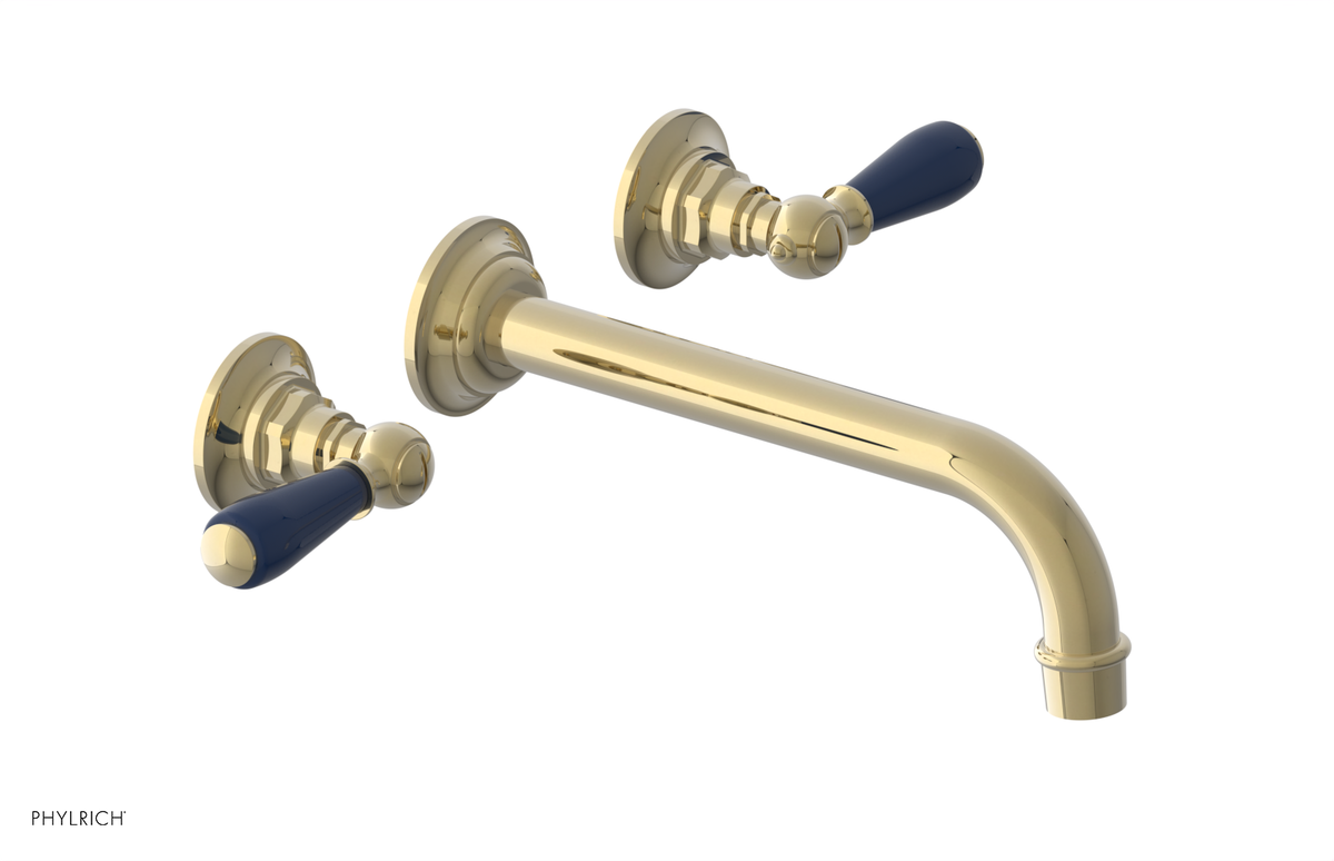 JAMESTOWN Wall Lavatory Set - 10" Spout - Lever Handle with "Navy Blue" Accents 165-12-10