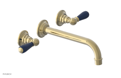 JAMESTOWN Wall Lavatory Set - 10" Spout - Lever Handle with "Navy Blue" Accents 165-12-10