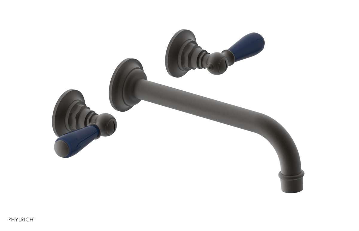 JAMESTOWN Wall Lavatory Set - 10" Spout - Lever Handle with "Navy Blue" Accents 165-12-10