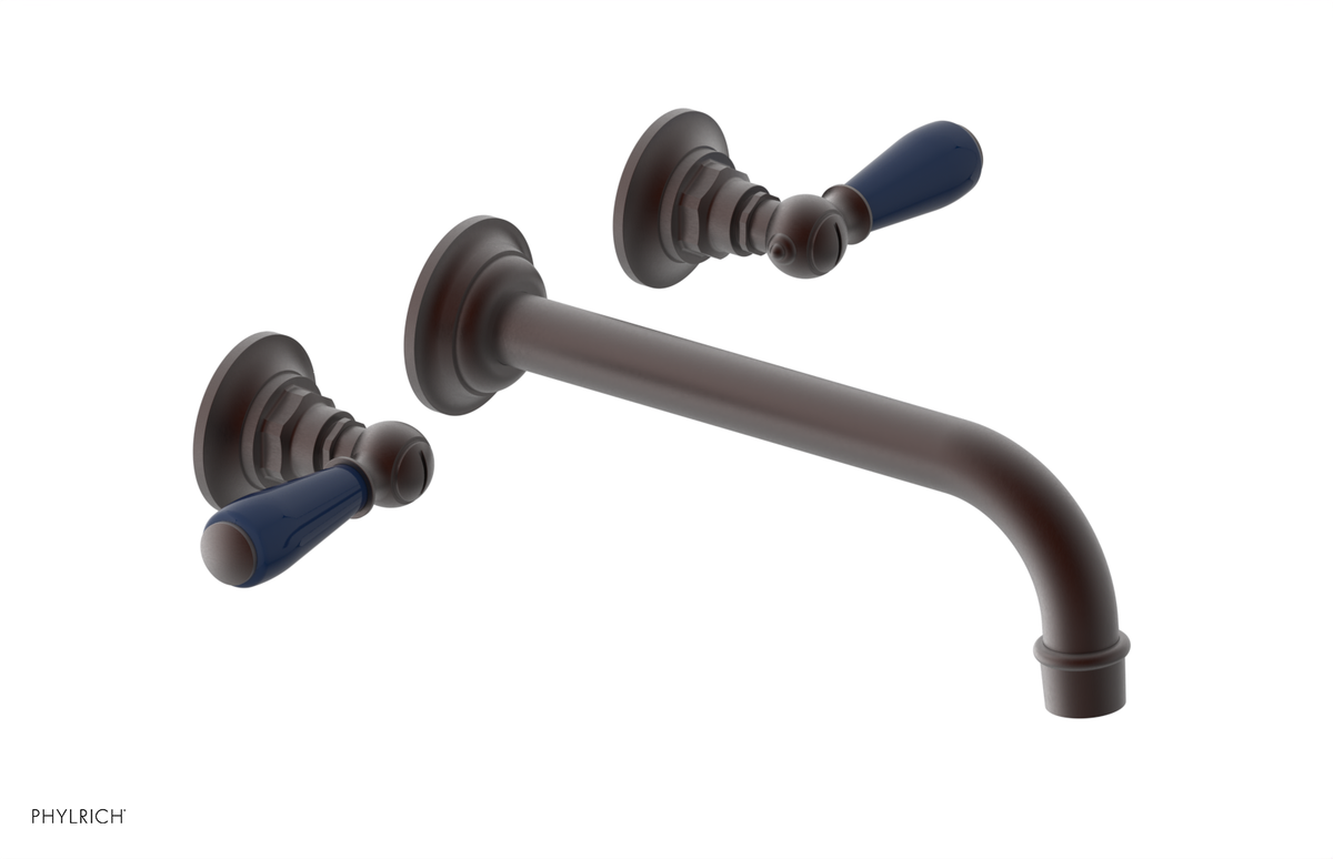 JAMESTOWN Wall Lavatory Set - 10" Spout - Lever Handle with "Navy Blue" Accents 165-12-10