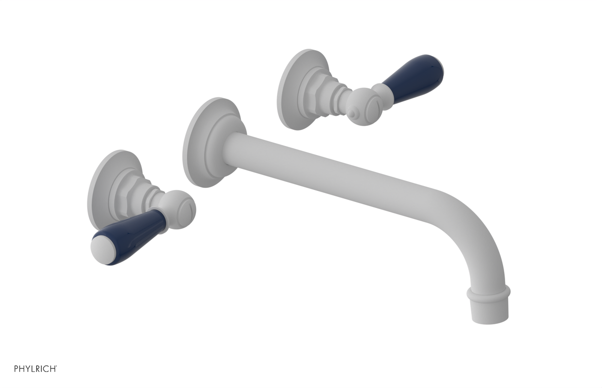 JAMESTOWN Wall Lavatory Set - 10" Spout - Lever Handle with "Navy Blue" Accents 165-12-10