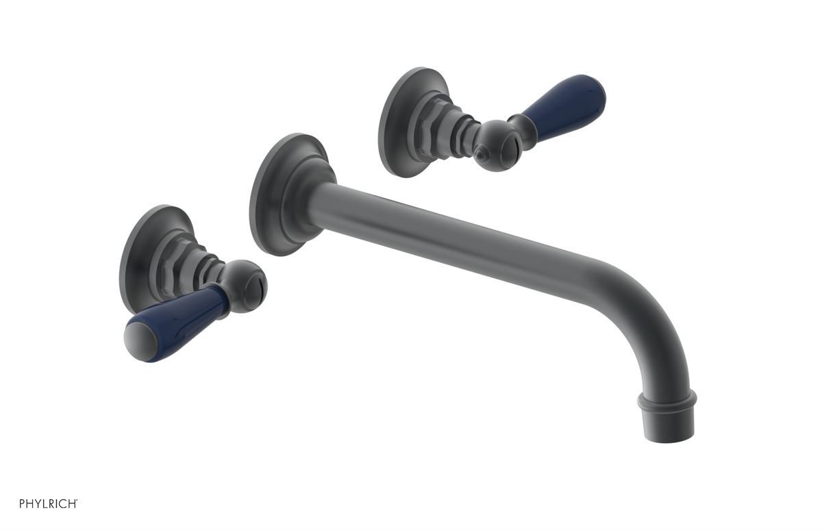 JAMESTOWN Wall Lavatory Set - 10" Spout - Lever Handle with "Navy Blue" Accents 165-12-10