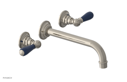 JAMESTOWN Wall Lavatory Set - 10" Spout - Lever Handle with "Navy Blue" Accents 165-12-10