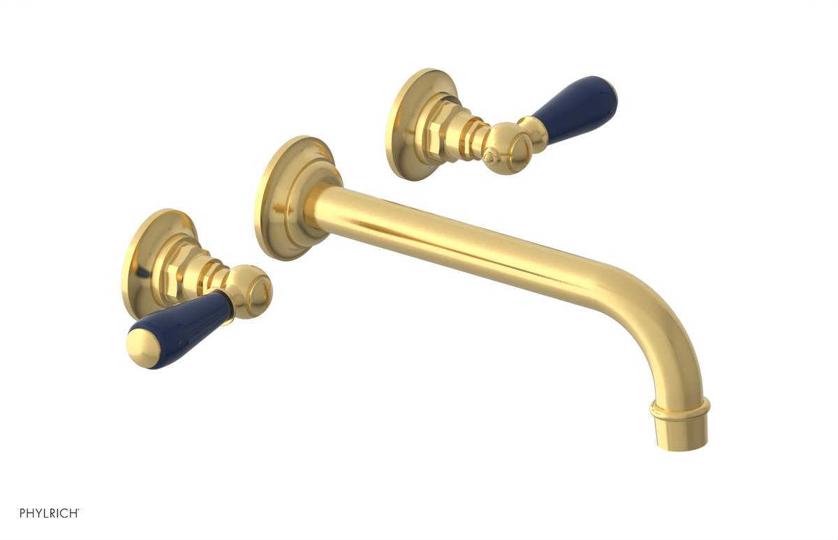 JAMESTOWN Wall Lavatory Set - 10" Spout - Lever Handle with "Navy Blue" Accents 165-12-10