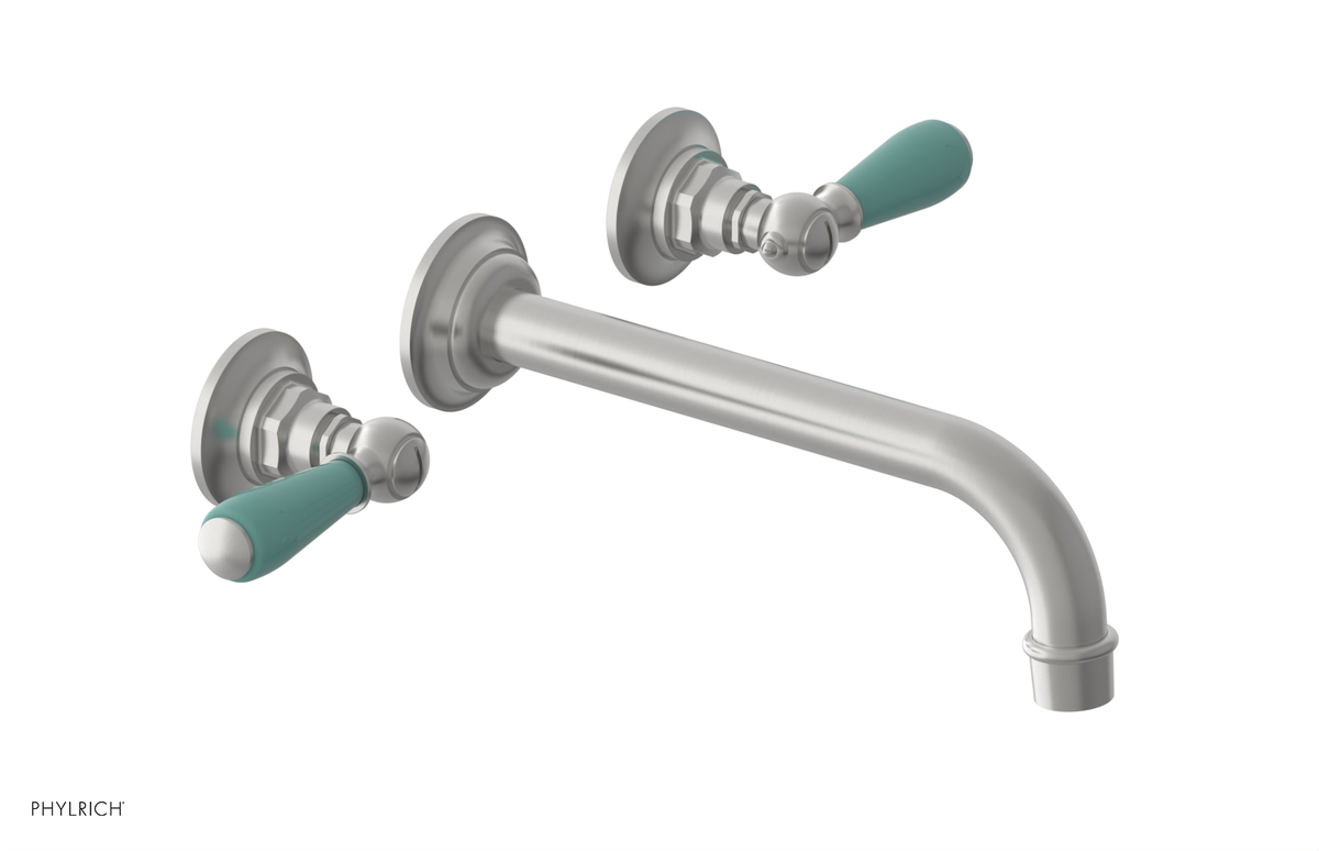 JAMESTOWN Wall Lavatory Set - 10" Spout - Lever Handle with "Turqoise" Accents 165-12-10