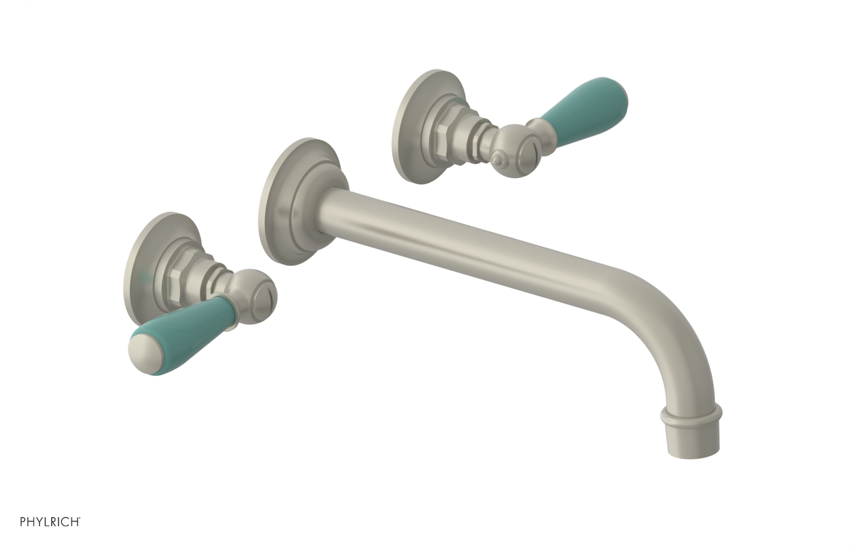JAMESTOWN Wall Lavatory Set - 10" Spout - Lever Handle with "Turqoise" Accents 165-12-10