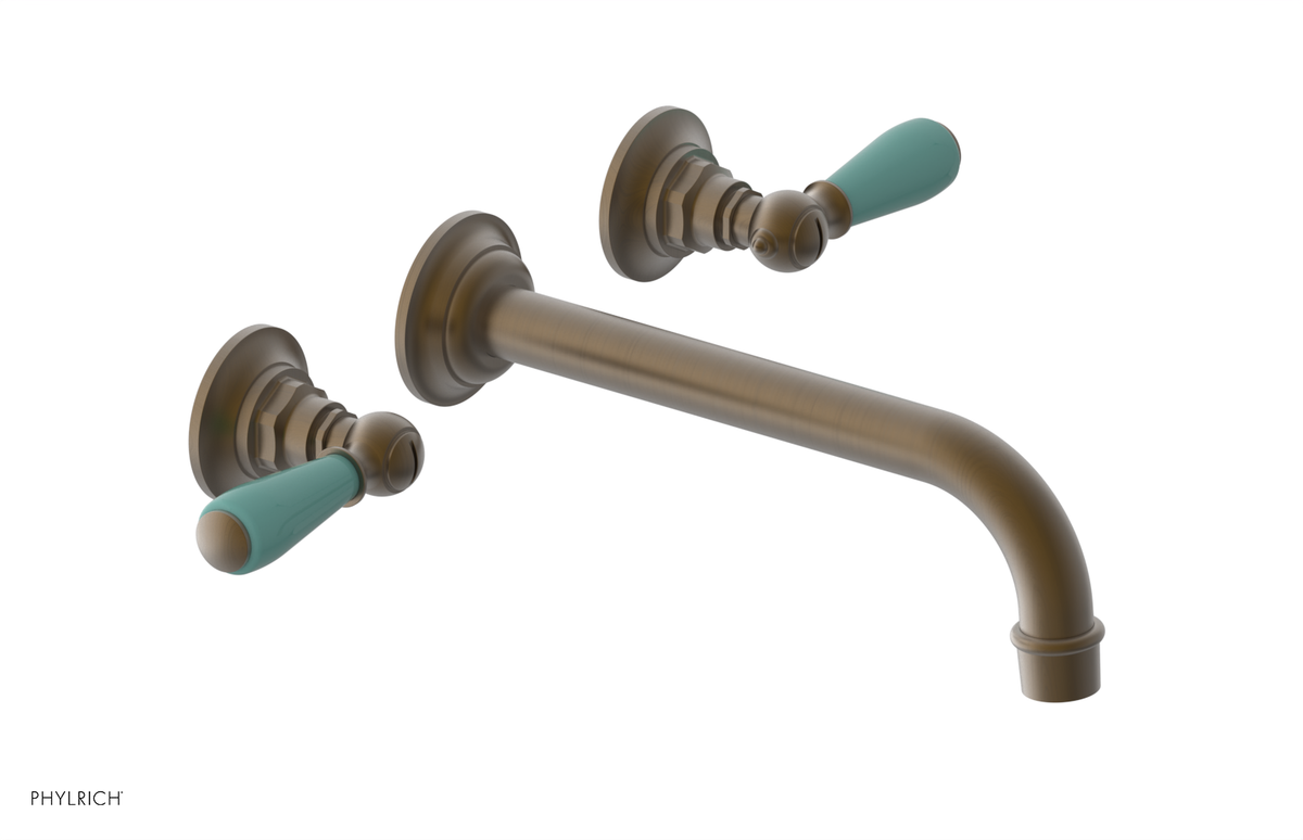 JAMESTOWN Wall Lavatory Set - 10" Spout - Lever Handle with "Turqoise" Accents 165-12-10